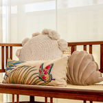 Almofada Decorativa Concha Veludo Bege com Enchimento P 23 x 30 cm