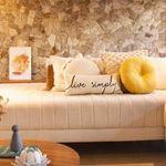 Almofada Decorativa Redonda Circle Mostarda com Enchimento 42 cm
