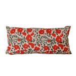 Almofada Baguete Floral Romantic Vermelha com Fundo Claro 50 x 30 cm