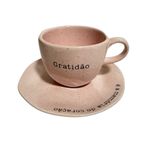 Xícara com Pires Gratidão Rosa — 220 ml