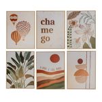 Kit com 6 Quadros Decorativos 30x40 cm - Botânico, Frases e Formas Orgânicas