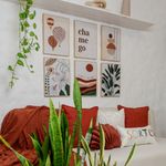 Kit com 6 Quadros Decorativos 30x40 cm - Botânico, Frases e Formas Orgânicas