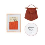 Kit Decorativo de Parede Alegria com Quadro, Prato Decorativo e Macramê Terracota 