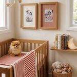 Quadro Personalizado Memórias: Sua Foto em Moldura Caixa com Fundo Listrado Vermelho e Vidro