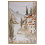 Quadro Decorativo Paisagem Mediterrânea 40x60 com Moldura de Madeira