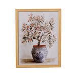 Quadro Decorativo Flores em Vaso Moldura em Madeira - 30x40cm