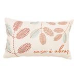 Almofada Baguete Casa é Abraço 50x30cm em Tecido Bouclé