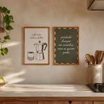 Quadro Decorativo Café Não Costuma Falhar 20x30cm com Moldura de Madeira e Vidro