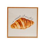 Quadro Decorativo Croissant 26x26cm com Moldura de Madeira e Vidro