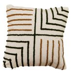 Almofada Geométrica Bordada Verde e Caramelo 45x45cm com Enchimento