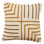 Almofada Geométrica Bordada Mostarda e Caramelo 45x45cm com Enchimento