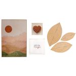 Kit de Parede Decorativo com Quadro, Acrílicos e Folhas de Palha de Carnaúba