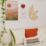 Kit de Parede Decorativo com Quadro, Acrílicos e Folhas de Palha de Carnaúba