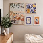 Kit Decorativo de Parede Mirante com Quadro Floral Azul, Nosso Tempo e Poente