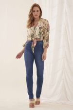 BLUSA CRISÂNTEMO MANGA LONGA C/ ABOTOAMENTO