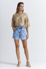 BLUSA MALHA FOLHA TEXTURA C/ TORÇÃO
