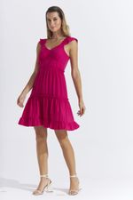 VESTIDO CURTO LISO C/ ALÇA DE BABADO DUPLO