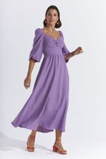 VESTIDO LONGUETE LISO FLOW C/ TORÇÃO FRENTE