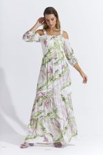 VESTIDO LONGO MANGARÁ C/ AMARRAÇÃO FRENTE