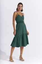 VESTIDO MIDI LISO ALFAIATARIA C/ CINTO