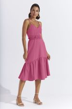 VESTIDO MIDI LISO ALFAIATARIA C/ CINTO