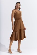VESTIDO MIDI LISO ALFAIATARIA C/ CINTO