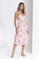 VESTIDO MIDI PÁSSAROS COM ABERTURA LATERAL