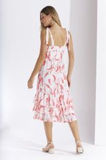 VESTIDO MIDI PÁSSAROS COM ABERTURA LATERAL