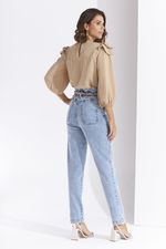 BLUSA LISA EM CREPE C/ BABADO DUPLO NA MANGA