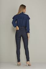 BLUSA MANGA LONGA LISA C/ GOLA  ALTA LASTEX