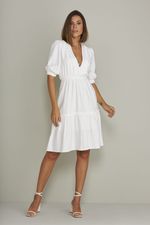 VESTIDO MIDI LISO CRINCKLE C/ DET. DE BABADOS