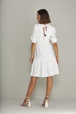 VESTIDO MIDI LISO CRINCKLE C/ DET. DE BABADOS