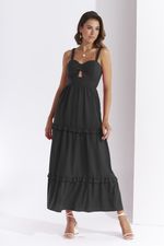 VESTIDO LONGUETE LISO FLOW C/ ALÇA FRENTE