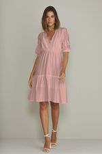 VESTIDO MIDI LISO CRINCKLE C/ DET. DE BABADOS