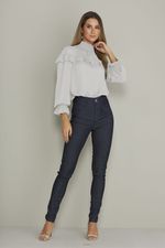 BLUSA MANGA LONGA LISA C/ GOLA  ALTA LASTEX