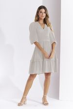 VESTIDO CURTO LISO EM CREPE C/ PALA FRANZIDA