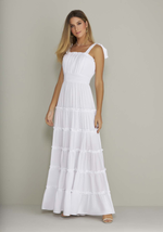 VESTIDO LONGO LISO C/ BUSTO FRANZIDO