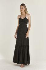 VESTIDO LONGO VOIL FOIL OURO