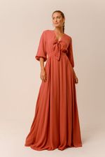 VESTIDO LONGO LISO C/ AMARRAÇÃO FRENTE