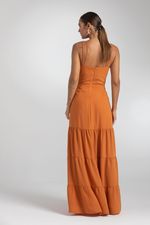 VESTIDO LONGO LISO ALÇA C/ DET. BOTÕES FRENTE