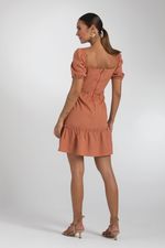 VESTIDO LISO CURTO C/ ELÁSTICO E DET. BABADOS