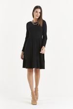 VESTIDO CURTO DE MALHA RIBANA LISO MANGA LONGA