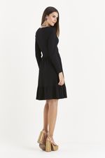 VESTIDO CURTO DE MALHA RIBANA LISO MANGA LONGA