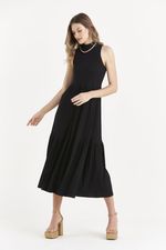 VESTIDO DE MALHA LONGUETE C/ GOLA ALTA