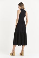VESTIDO DE MALHA LONGUETE C/ GOLA ALTA