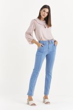 BLUSA MANGA LONGA LISA C/ BABADOS