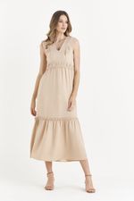 VESTIDO LONGUETE LISO TWILL MELANGE