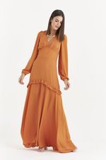 VESTIDO LONGO LISO C/ MANGA LONGA