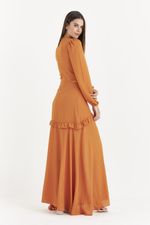 VESTIDO LONGO LISO C/ MANGA LONGA