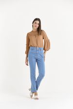 BLUSA MANGA LONGA LISA C/ BABADOS
